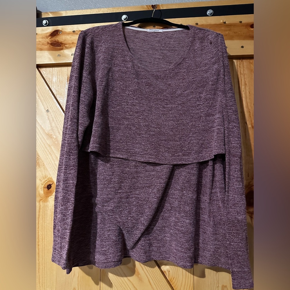 Purple Layered Long Sleeve Nursing Top